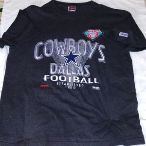 Vintage Dallas Cowboys T-Shirt Size XL Dark Blue with Pin Stripes